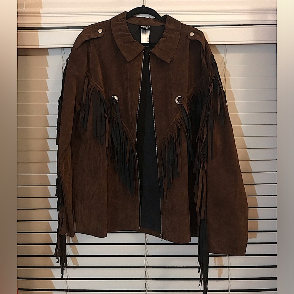 Mens Brown Fringe Jacket with Tassels